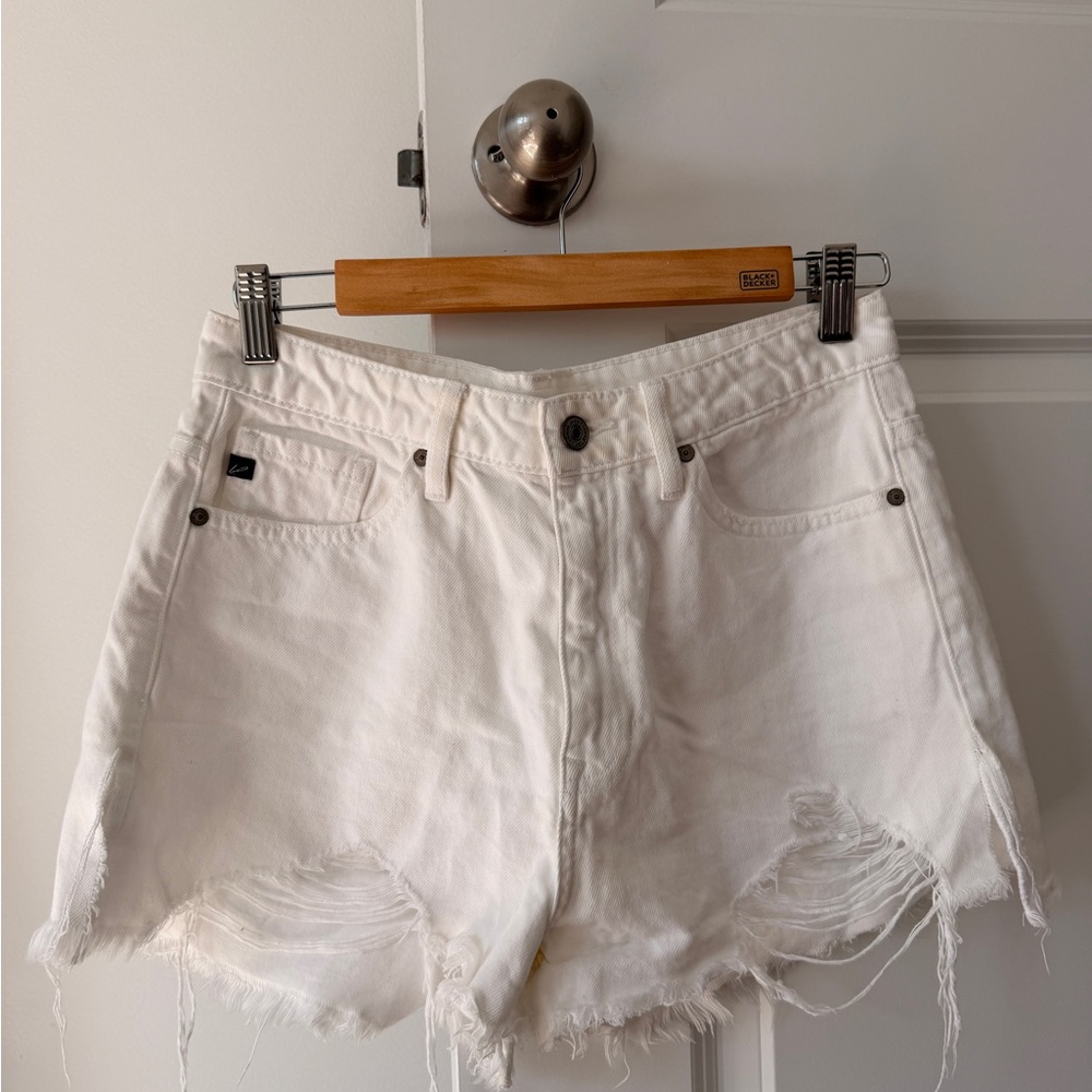 KanCan White Distressed Jean Shorts